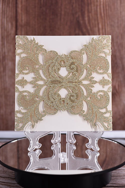 Elegant Glitter Paper Laser Cut invitation Bella0087G