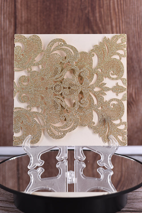 Gorgeous Lace Glitter Paper Laser Cut Invitation Bella0002G