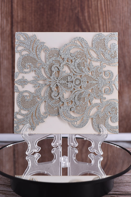Gorgeous Lace Glitter Paper Laser Cut Invitation Bella0002G