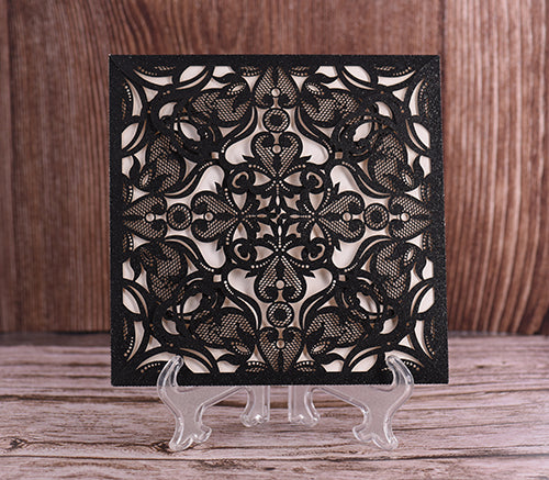 Elegant Floral Glitter Laser Cut Invitation Bella0019G