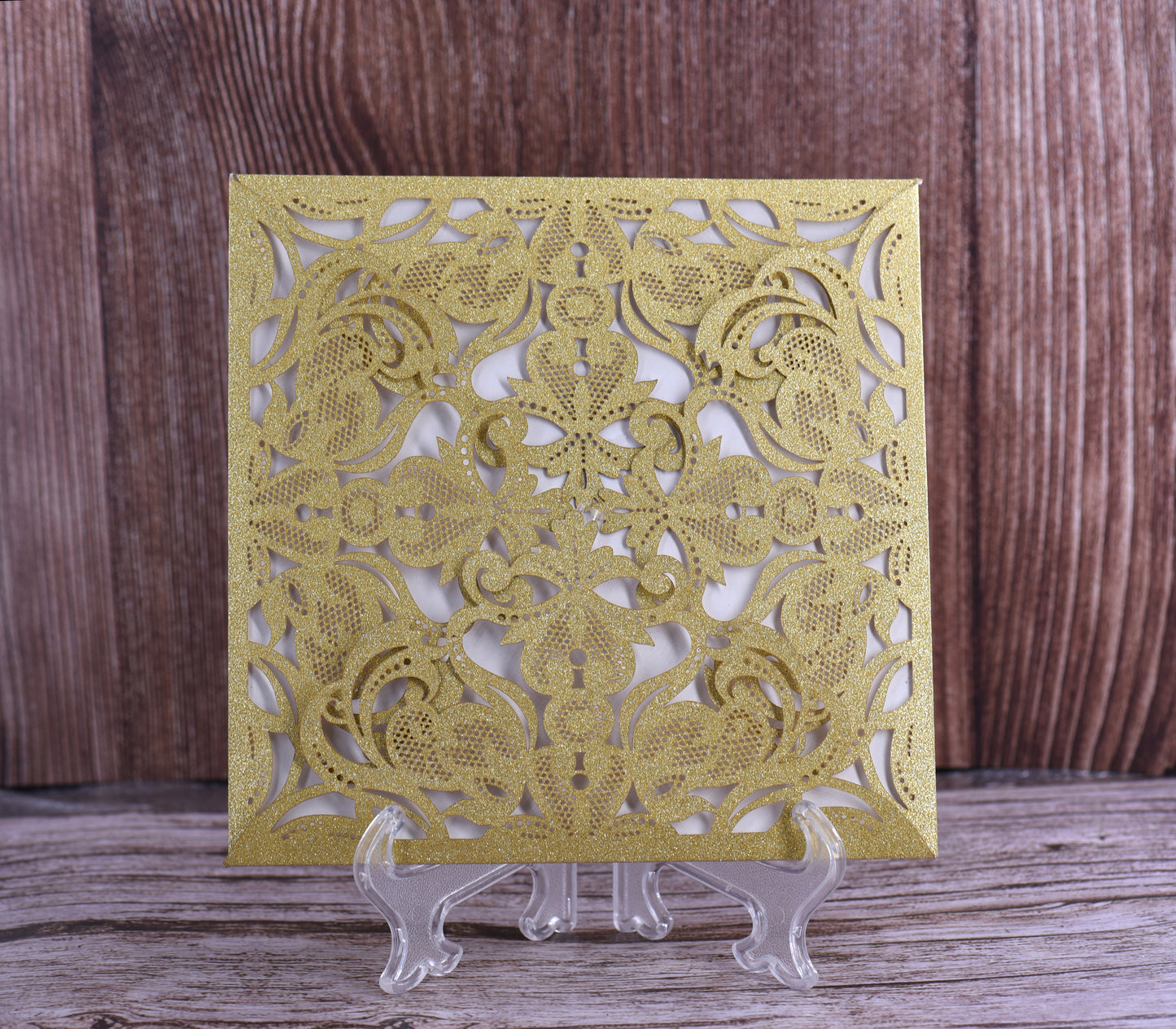 Elegant Floral Glitter Laser Cut Invitation Bella0019G