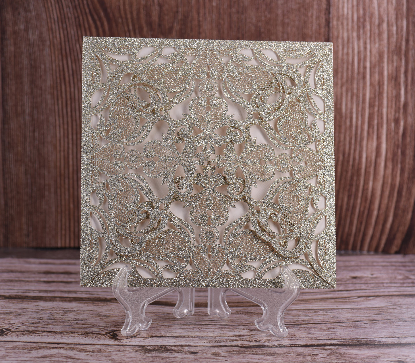 Elegant Floral Glitter Laser Cut Invitation Bella0019G