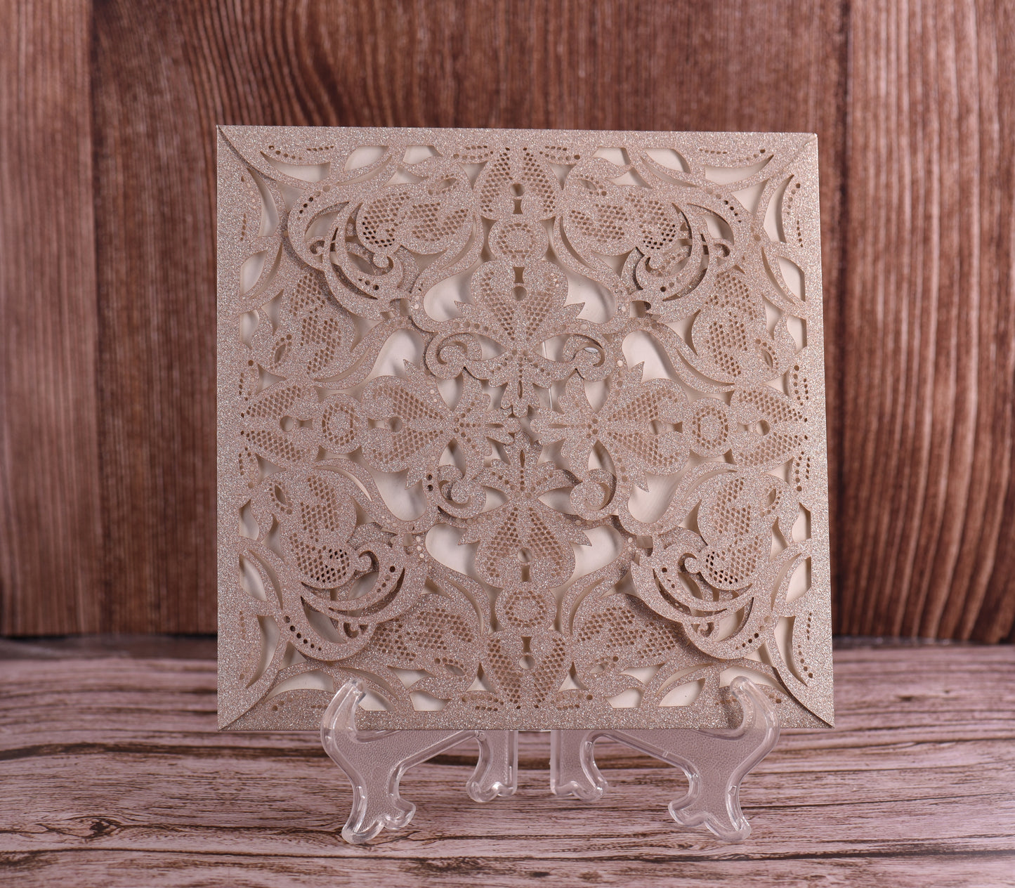 Elegant Floral Glitter Laser Cut Invitation Bella0019G