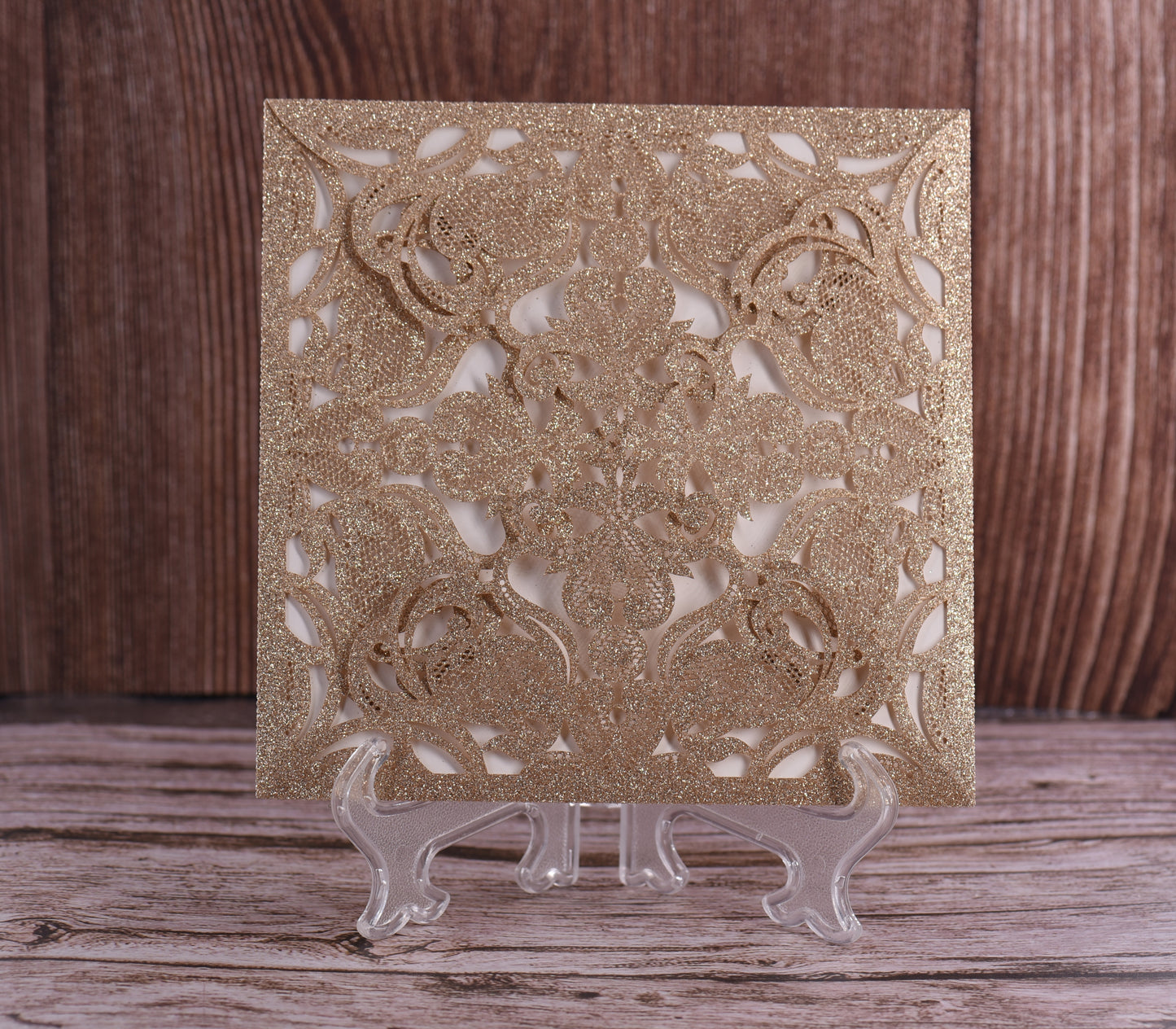 Elegant Floral Glitter Laser Cut Invitation Bella0019G