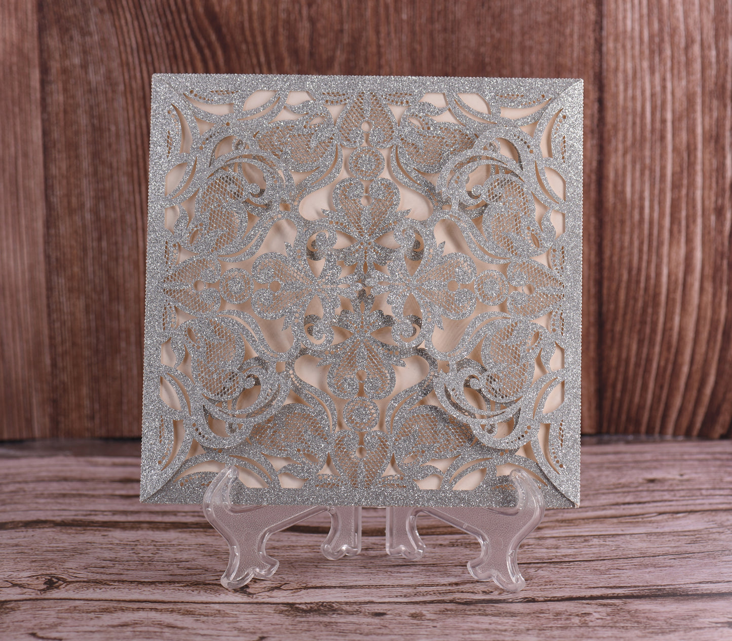 Elegant Floral Glitter Laser Cut Invitation Bella0019G