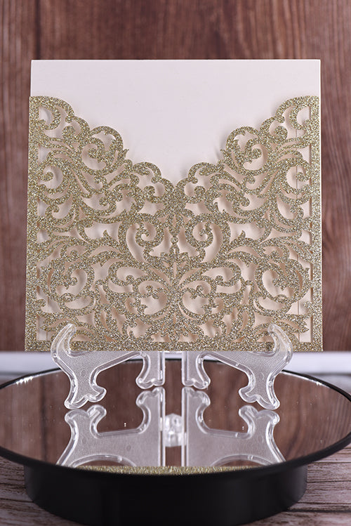 Elegant Glitter Paper Laser Cut invitation Bella0070G