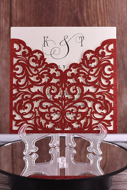 Elegant Glitter Paper Laser Cut invitation Bella0070G
