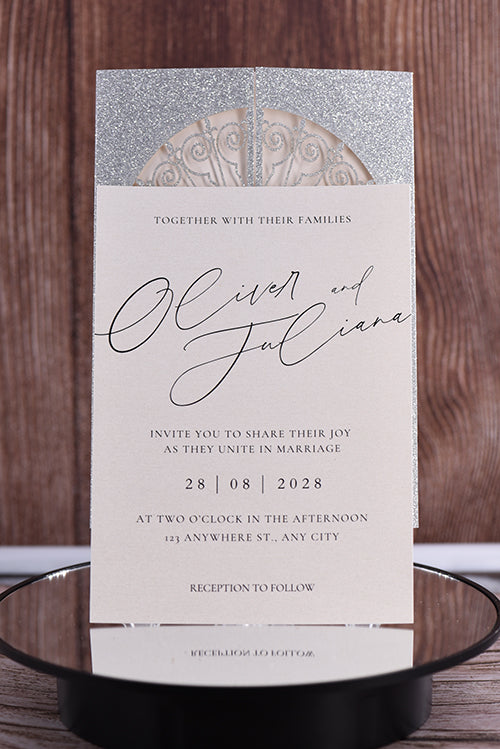 Elegant Door Glitter Laser Cut invitation Bella0139G