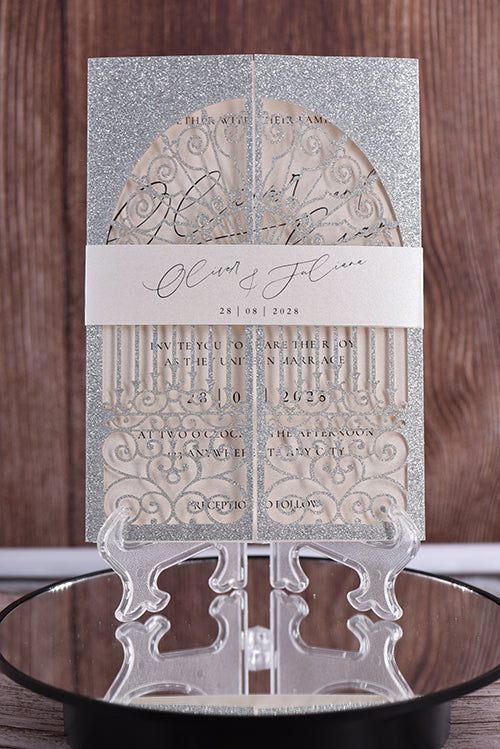 Elegant Door Glitter Laser Cut invitation Bella0139G