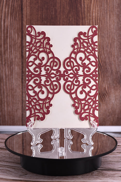 Elegant Lace Glitter Paper Laser Cut Invitation Bella0041G