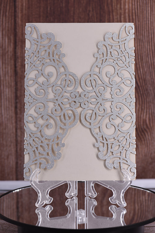 Elegant Lace Glitter Paper Laser Cut Invitation Bella0041G