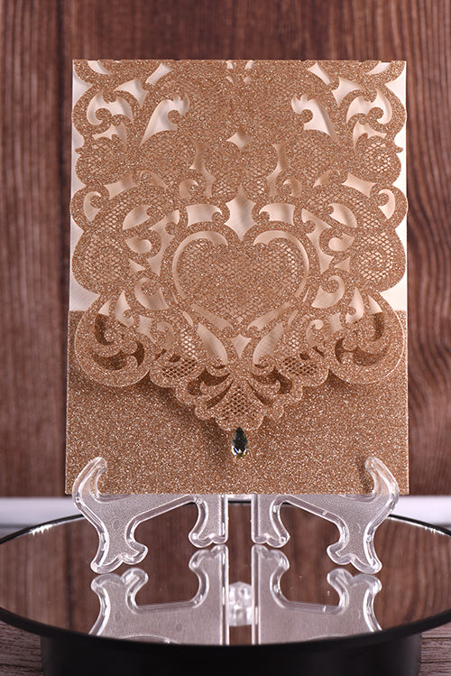 Elegant Diamond Glitter Paper Laser Cut Invitation Bella0074G
