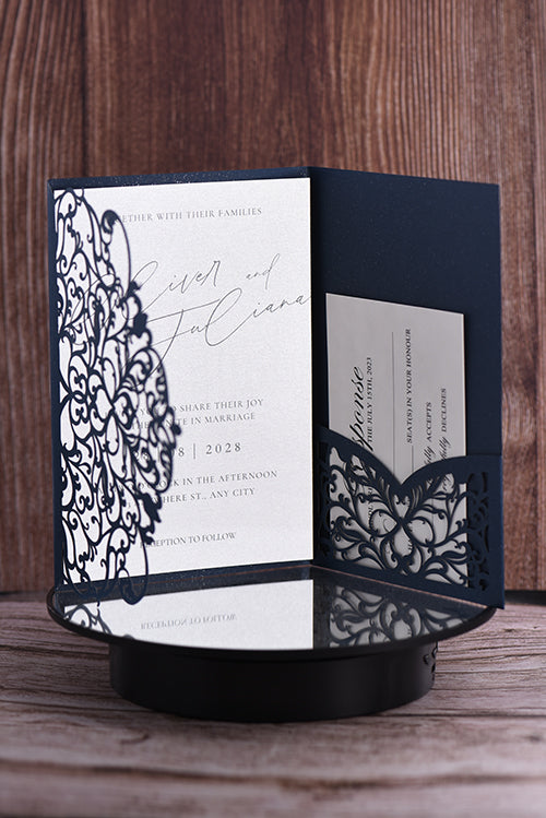 Trifold Classic Laser Cut Invitation Bella2139