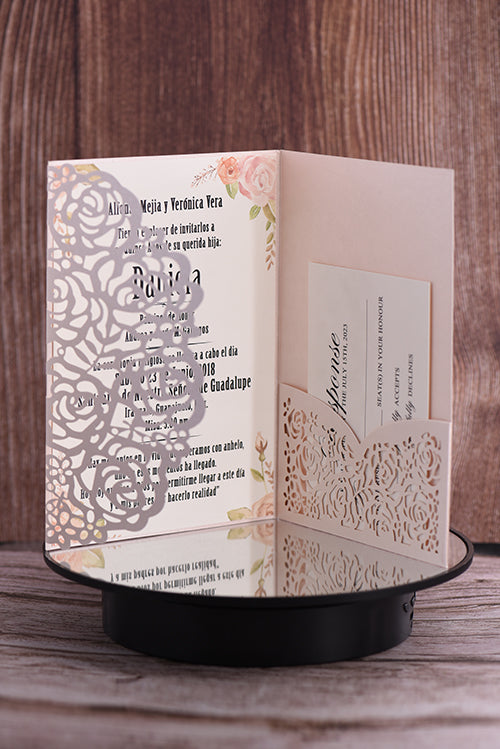 Trifold Classic Laser Cut Invitation Bella2122