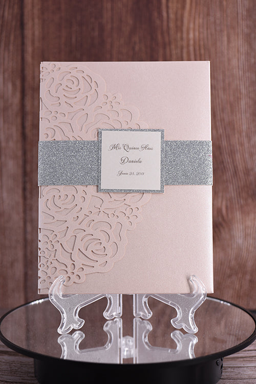Trifold Classic Laser Cut Invitation Bella2122