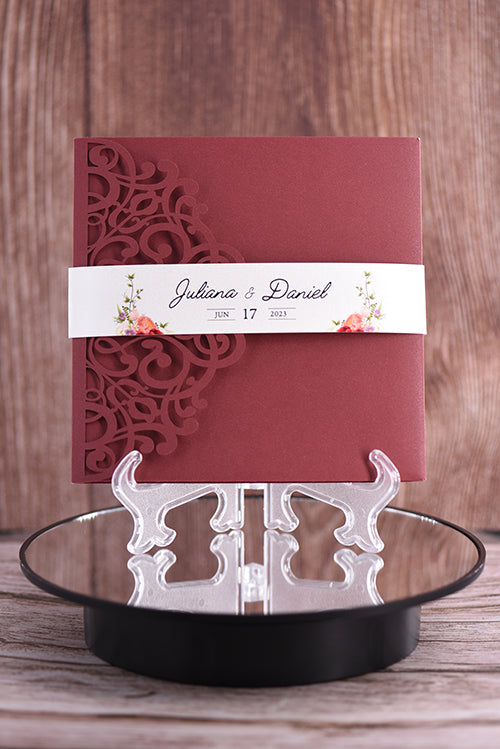 Trifold Classic Laser Cut Invitation Bella2125