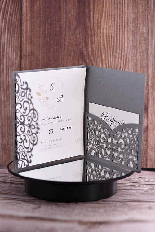 Trifold Classic Laser Cut Invitation Bella2125