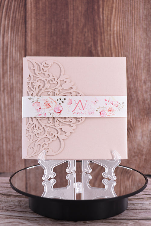 Trifold Classic Laser Cut Invitation Bella2129