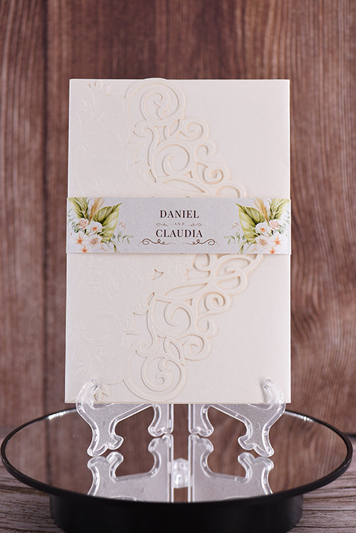 Trifold Classic Laser Cut Invitation Bella2130