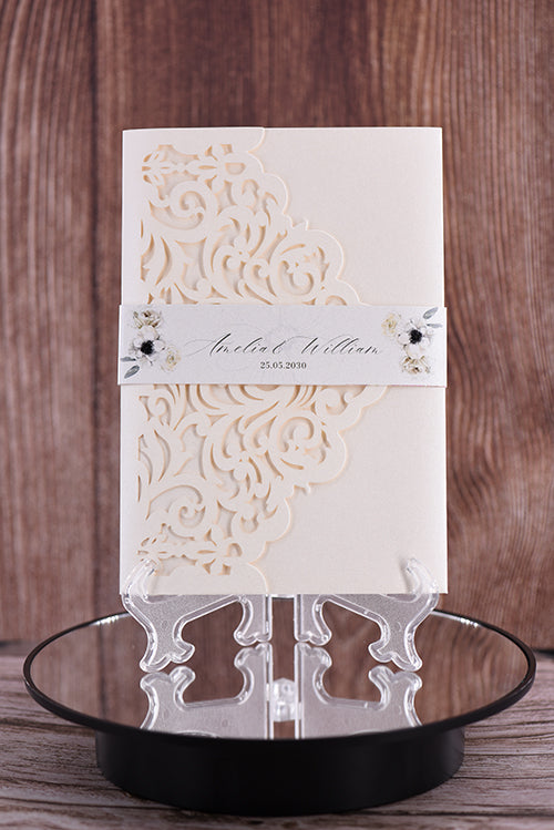 Trifold Classic Laser Cut Invitation Bella2135
