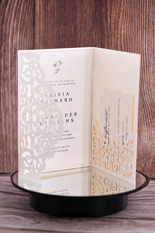 Trifold Classic Laser Cut Invitation Bella2135