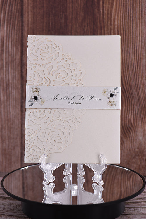 Trifold Classic Laser Cut Invitation Bella2122