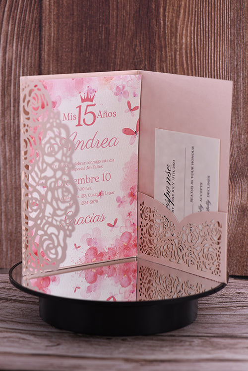 Trifold Classic Laser Cut Invitation Bella2122