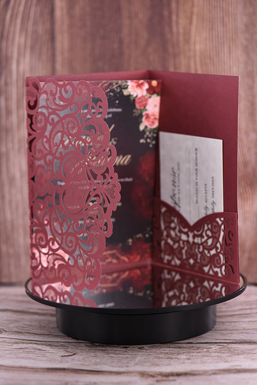 Trifold Classic Laser Cut Invitation Bella2128