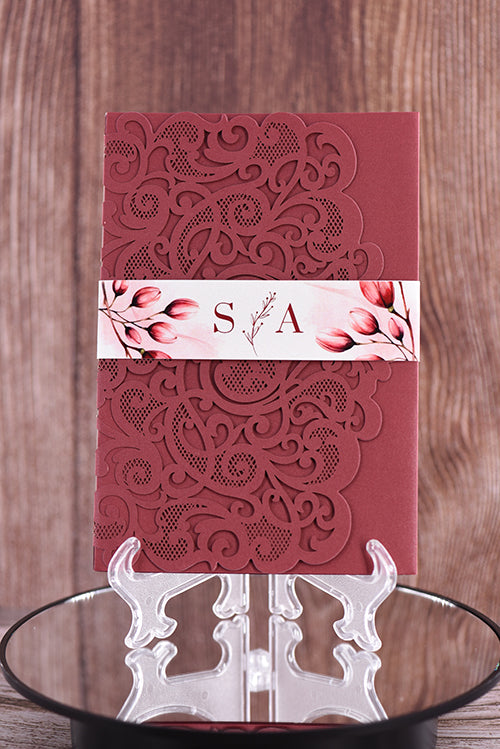 Trifold Classic Laser Cut Invitation Bella2128