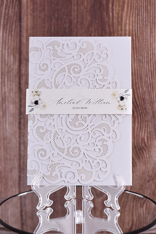 Trifold Classic Laser Cut Invitation Bella2128