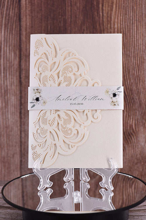 Trifold Classic Laser Cut Invitation Bella2132