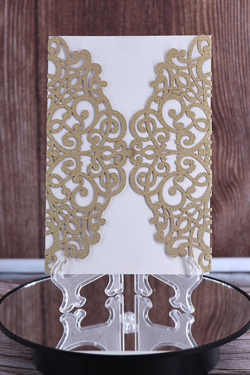 Elegant Lace Glitter Paper Laser Cut Invitation Bella0041G